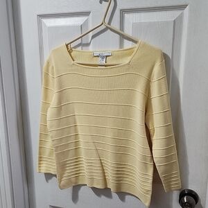 Vintage Yellow Women's Sweater Size Large Geoffrey Beene 100% Cotton